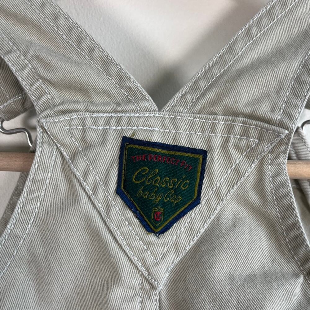 Baby Gap Classic Overalls Khaki Snaps Outdoor Beige 100% Cotton Boys Size 3–6M - Picture 8 of 10